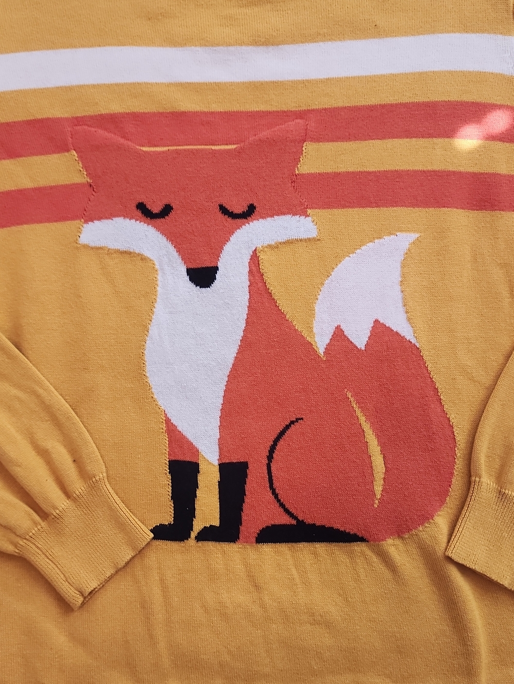 Oxknit Mustard Fox Crewneck Sweater - Picture 2 of 4